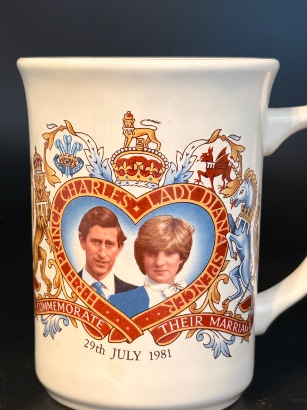 Vintage Prince Charles Lady Diana Wedding Mug 1981 Royal Commemorative England